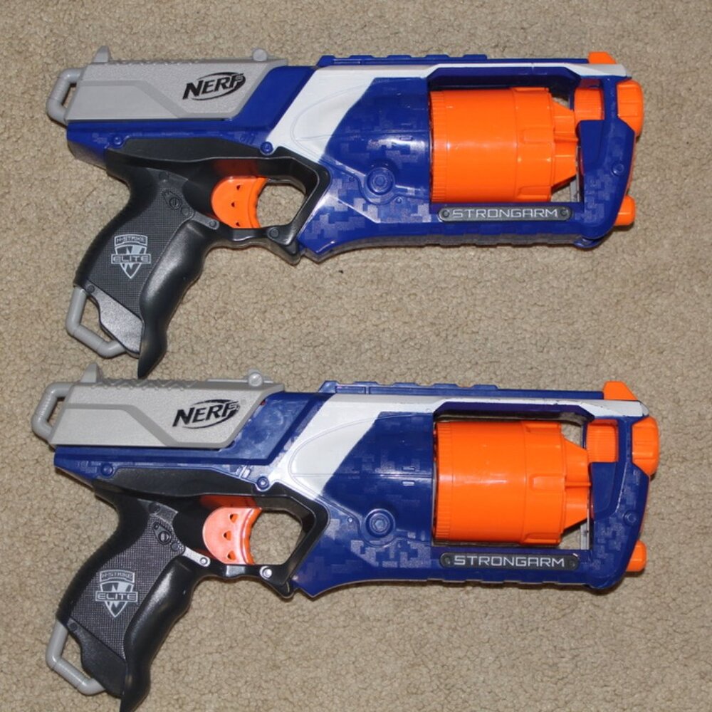 Nerf Gun N-Strike Elite Strongarm Set Of 2 Rotating Barrel *Tested* Blaster